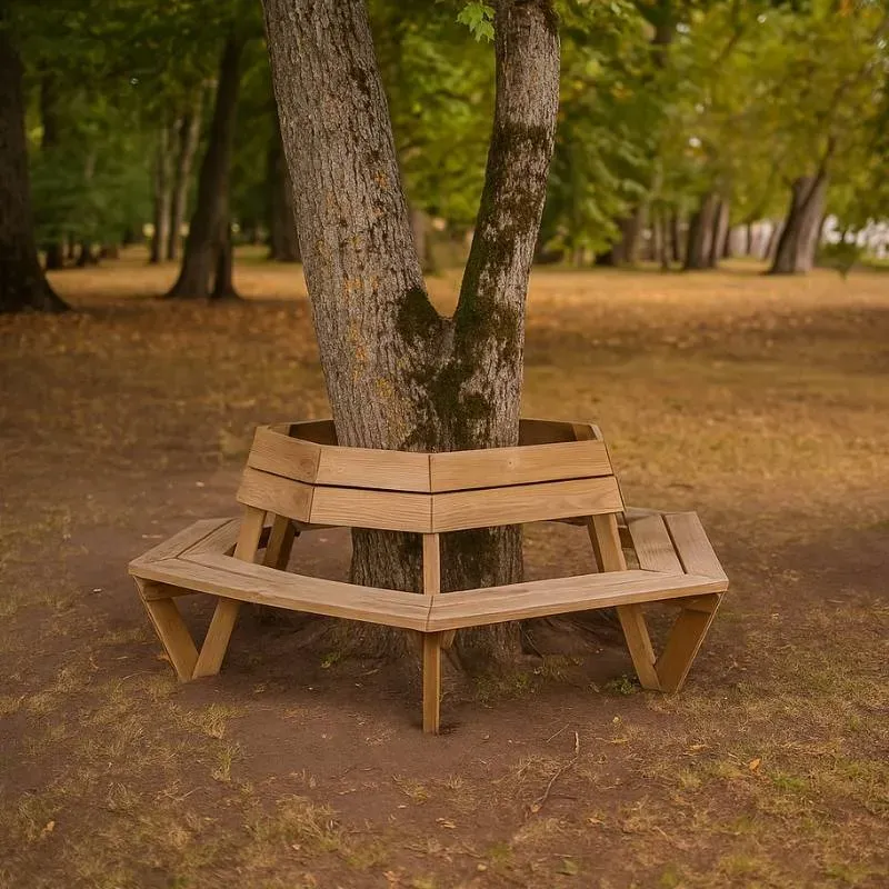 banc entourage d'abre en bois