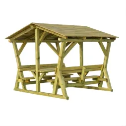 Table pique-nique en bois avec toit