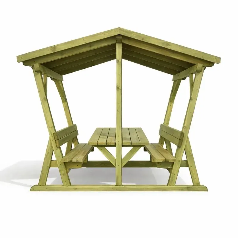 table pique-nique en bois avec toit