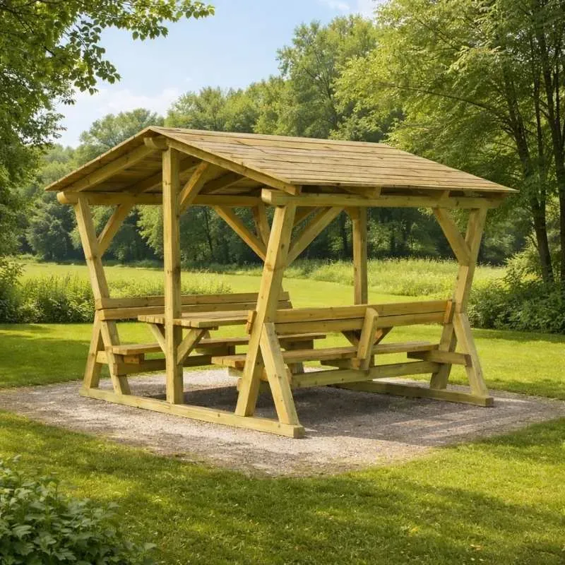 table pique-nique avec toit