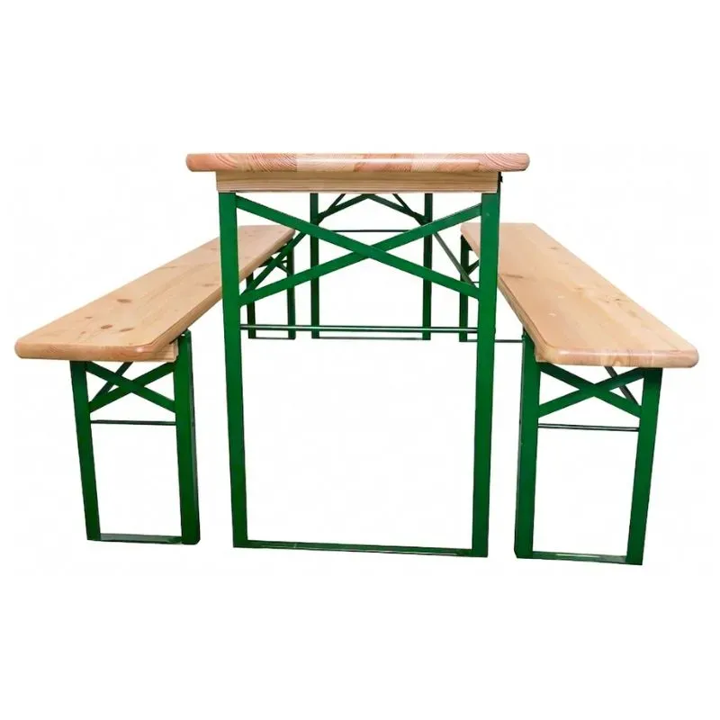 ensemble table et bancs pliants brasserie