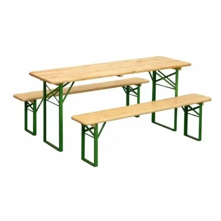 Produit - ensemble table et bancs brasserie piètement cornière