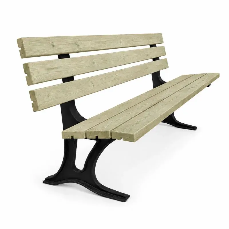 banc en pin et fonte 6 lames