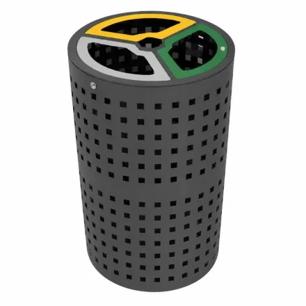 Produit - Poubelle 3 bacs pour tri sélectif QUADRA
