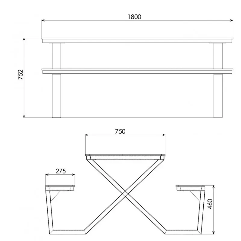 schéma table pique nique en HPL