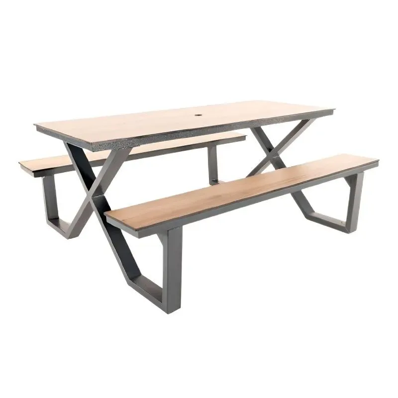 table pique nique en stratifié compact gris anthracite