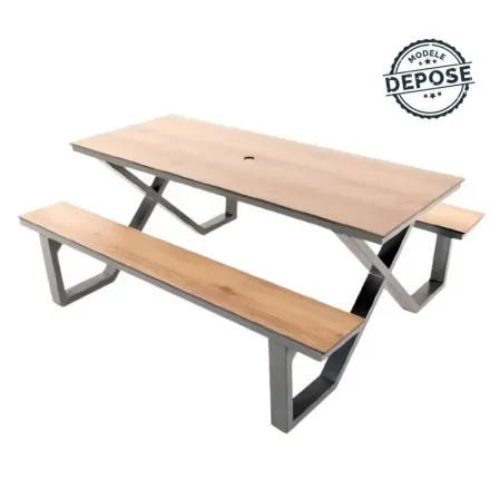 Produit - table pique nique en HPL gris anthracite