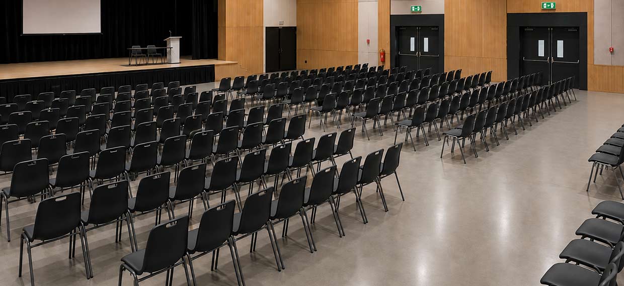 rangées de chaises dans une salle de conférence