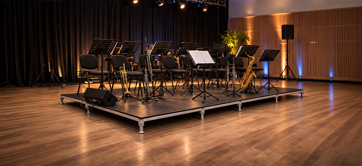 plancher de scène modulable pour orchestre